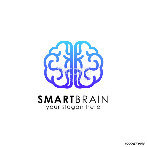 500x500 Smart Brain Logo Design Template Digital Brain Vector Icon Stock