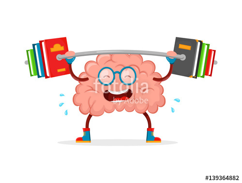 500x377 Train Your Brain Brain Vector Cartoon Flat Illustration Fun