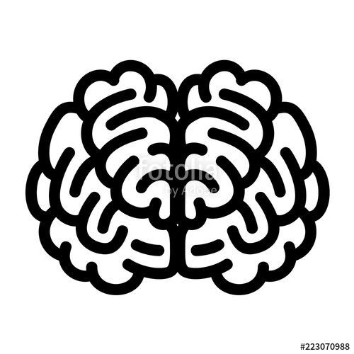 500x500 Front Side Bran Outline Front Side Brain Vector Icon