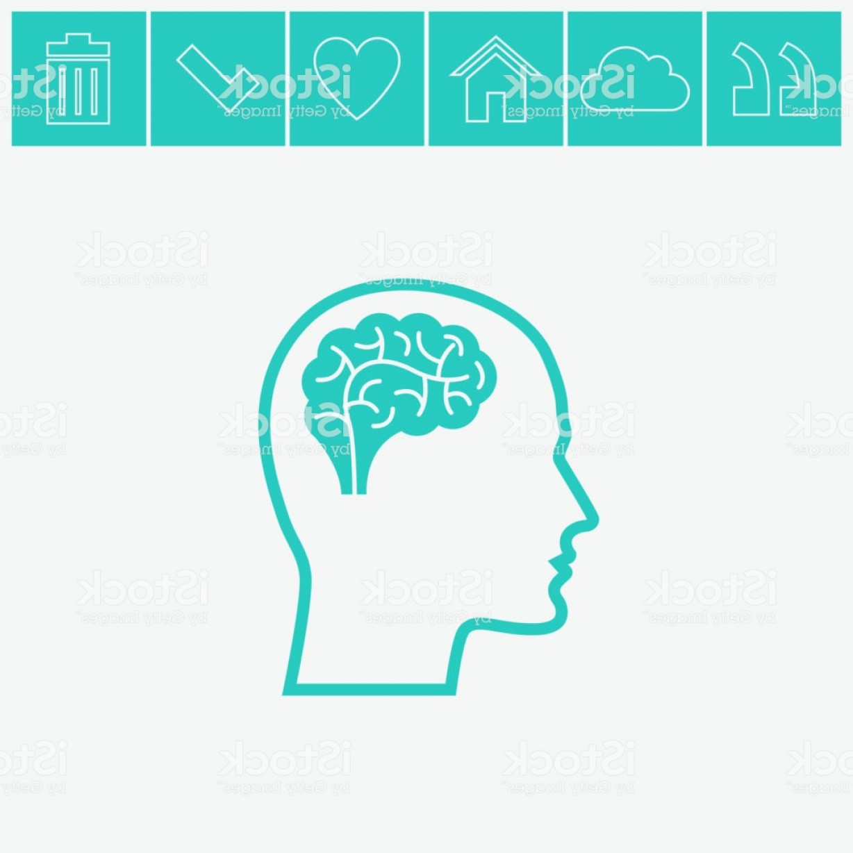 1228x1228 Head With Brain Vector Icon Male Human Head Think Symbol Gm