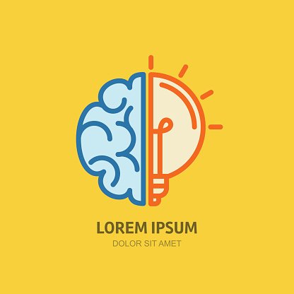 416x416 Vector Icon With Brain And Light Stock Vectors