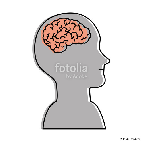 500x500 Human Profile With Brain Vector Illustration Design Stock Image