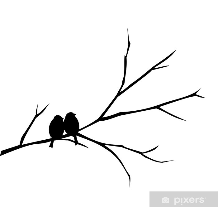 700x664 Two Birds Sitting On A Branch Vector Poster