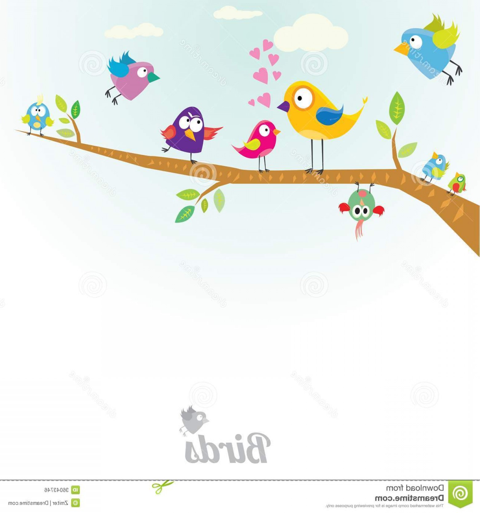 1560x1668 Royalty Free Stock Image Vector Lovely Birds Branch