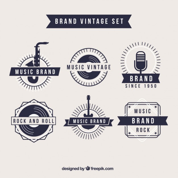 626x626 Retro Music Brand Logos Vector Premium Download