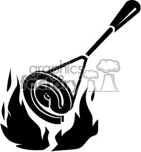 275x297 A Black And White Branding Iron Sitting Over A Hot Fire Clipart