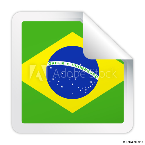 500x500 Brazil Flag Vector Square Corner Paper Icon