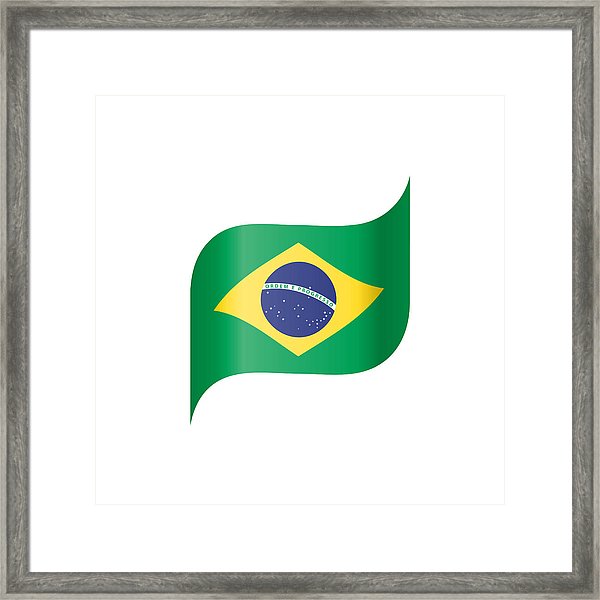 600x600 Brazil Flag, Vector Illustration Framed Print