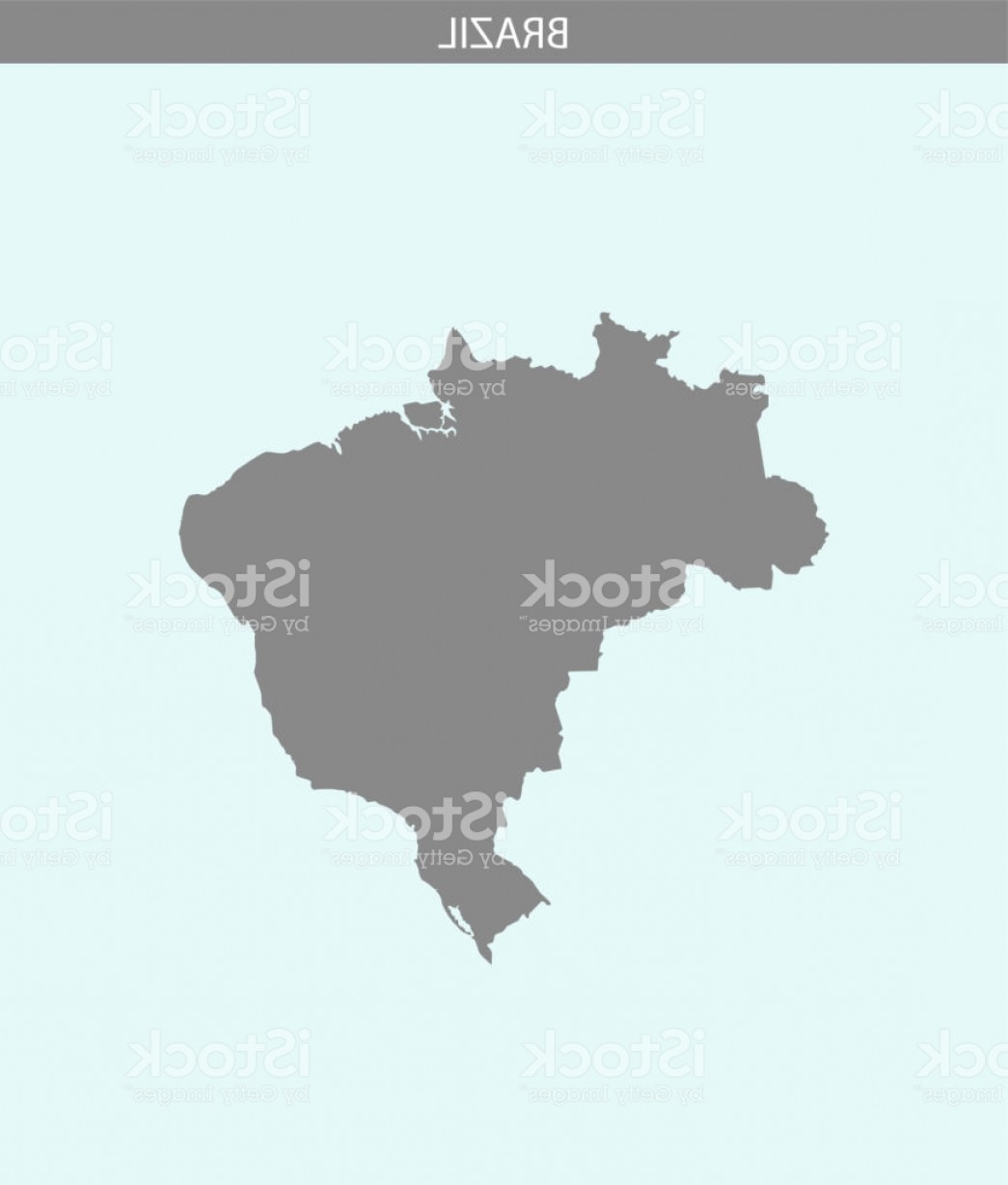1045x1228 Brazil Map Vector Outline Illustration Gray And Blue Background