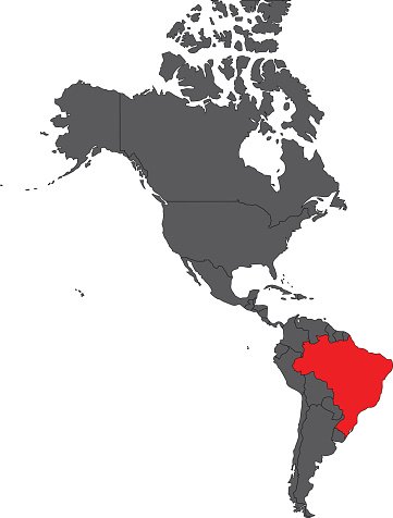 361x476 Brazil Red Map On Gray America Map Vector Premium Clipart