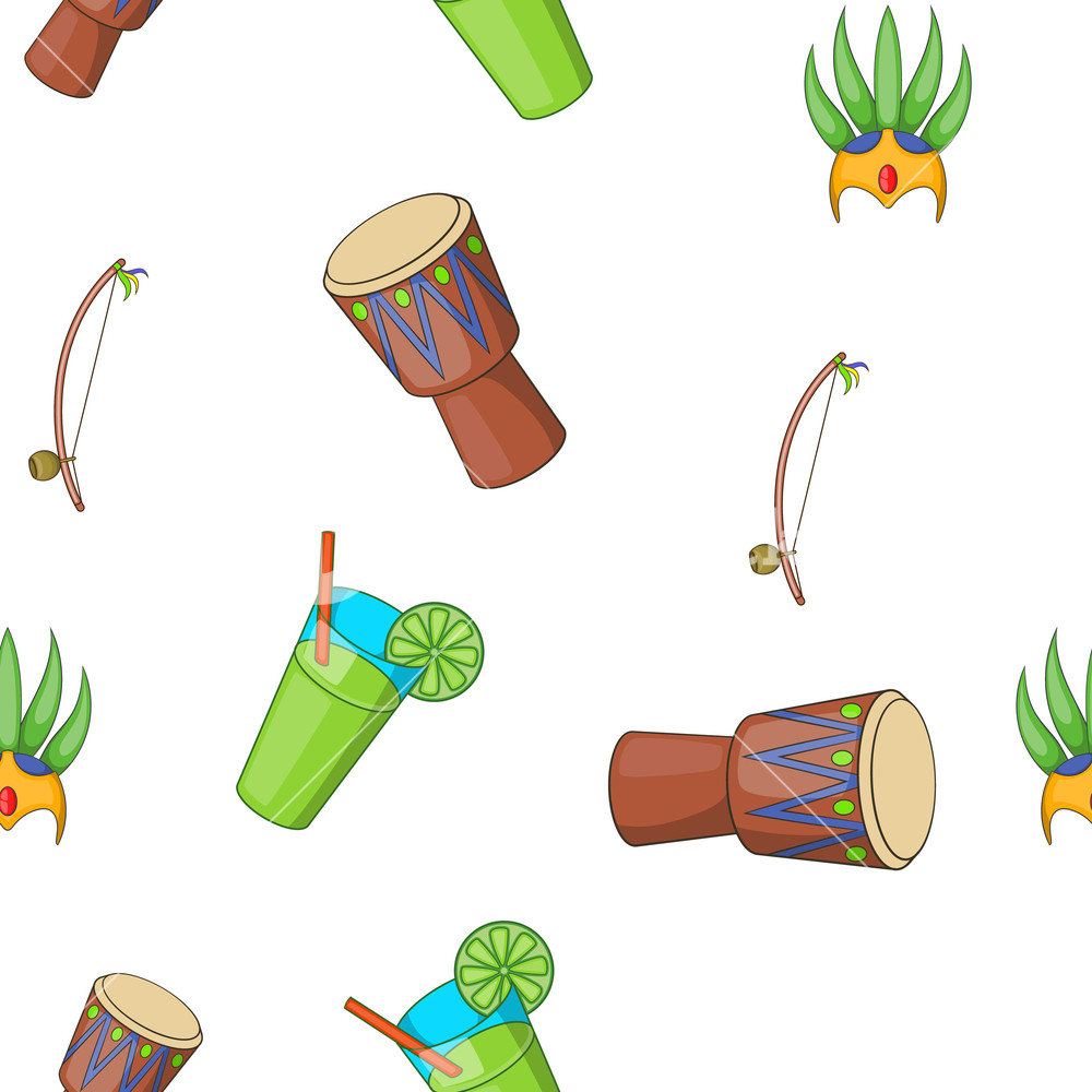 1000x1000 Attractions Of Brazil Pattern Cartoon Illustration Of Attractions