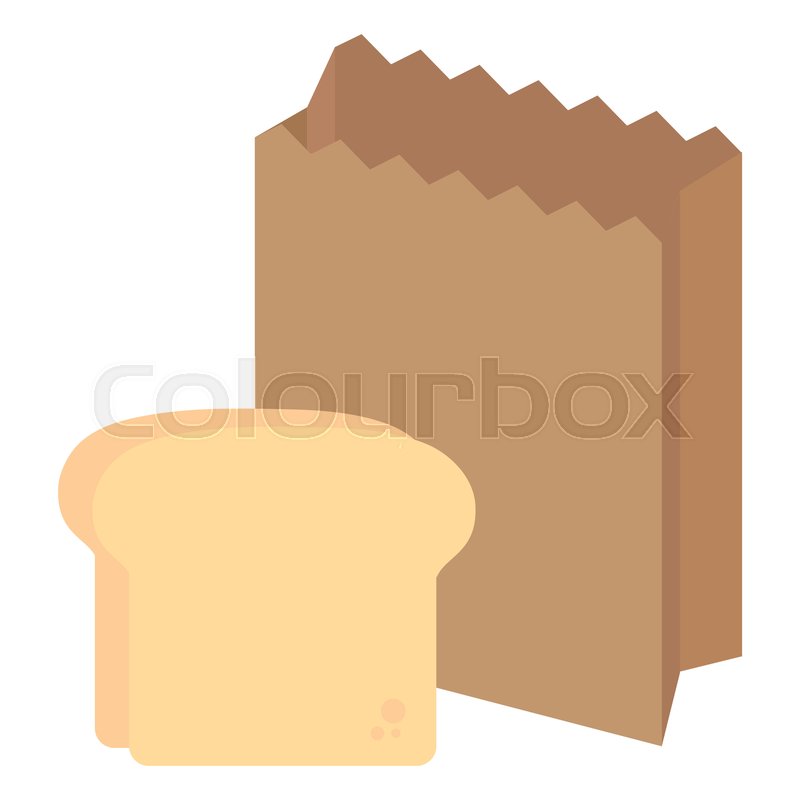 800x800 Bread Slice And Paper Bag Over White Stock Vector Colourbox