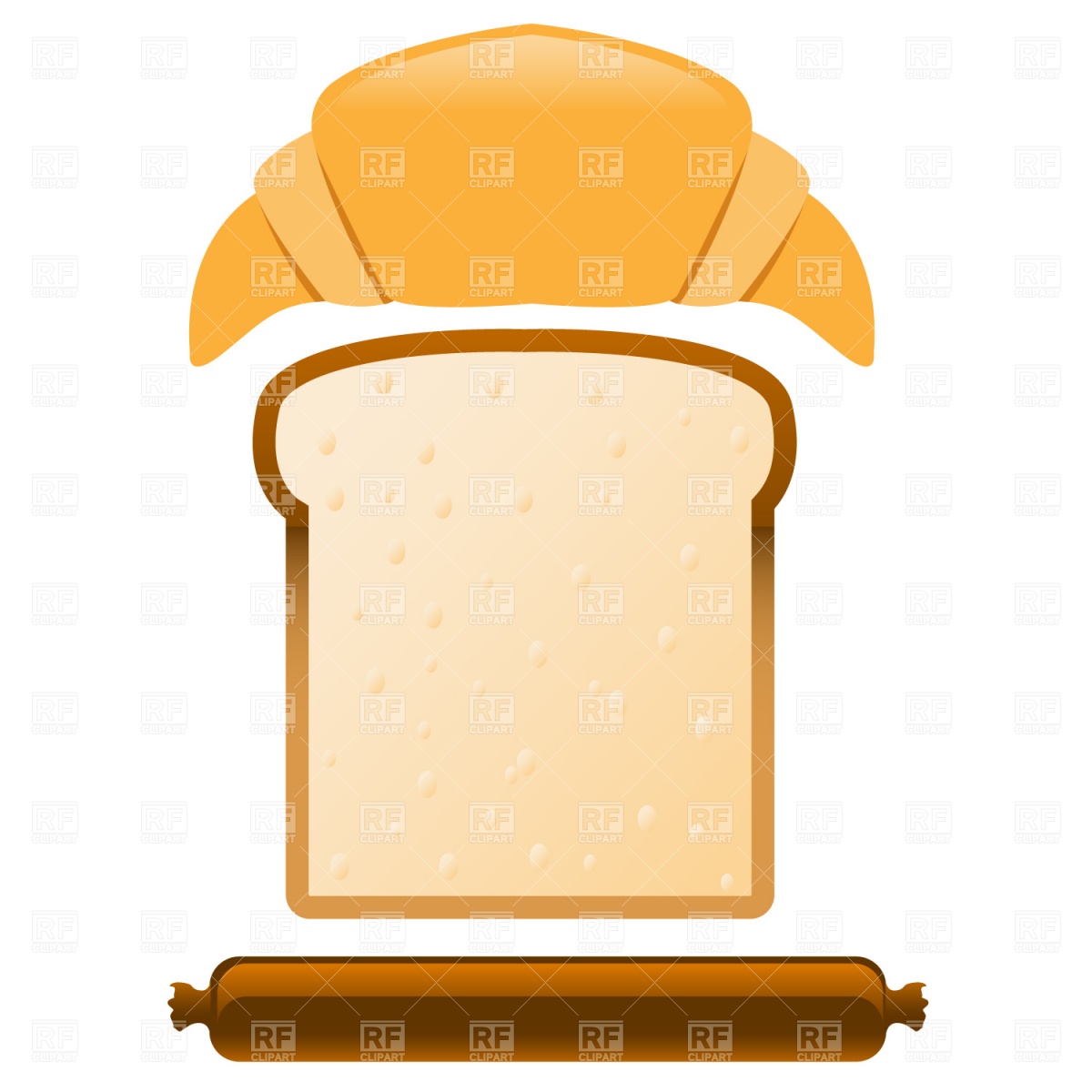 1200x1200 Croissant, Slice Of Bread And Sausage Vector Image Of Food