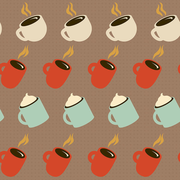 600x600 Hot Drink Tea Coffee Cups Seamless Background Cafeteria