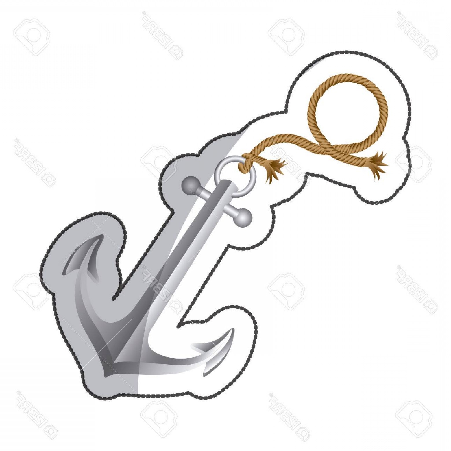 1560x1560 Photostock Vector Sticker Realistic Silver Silhouette Anchor