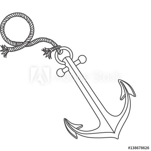 500x500 Realistic Silhouette Anchor Design With Rope Break Vector