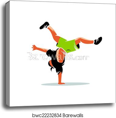 382x390 Breakdance Vector Sign, Canvas Print Barewalls Posters Prints