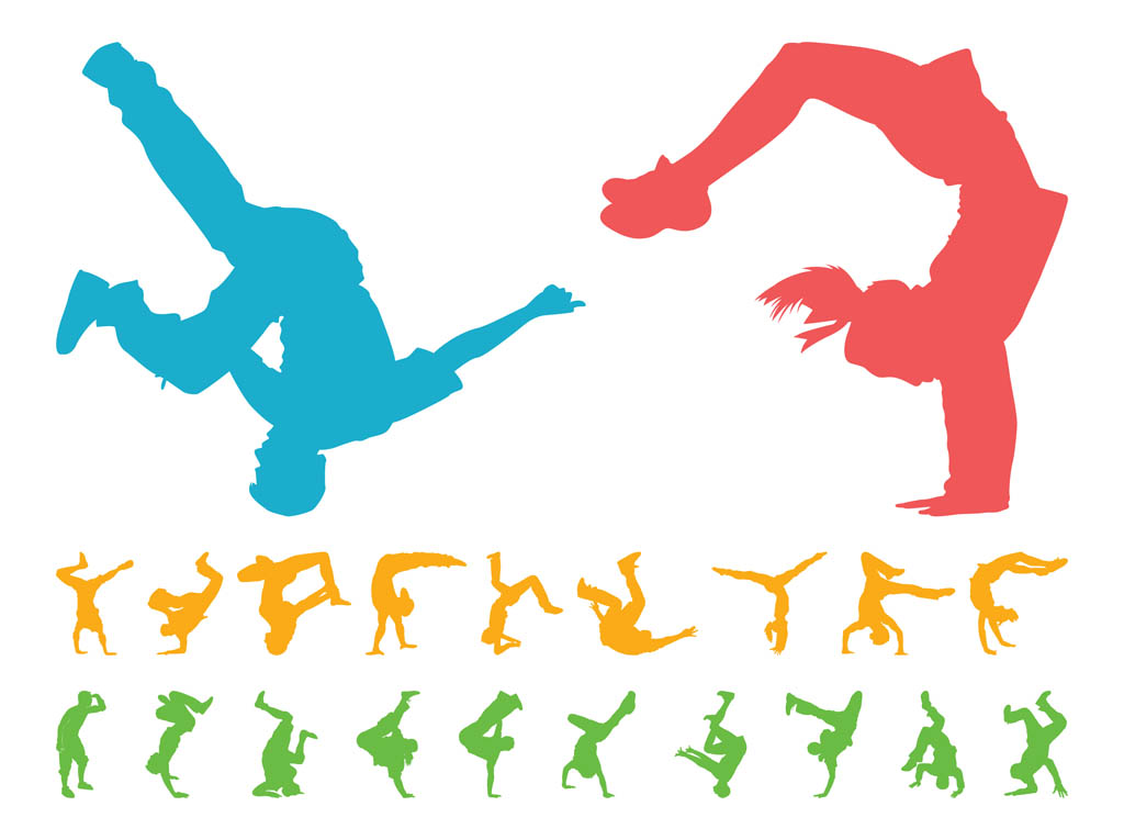 1024x765 Breakdancers Silhouettes Set Vector Art Graphics