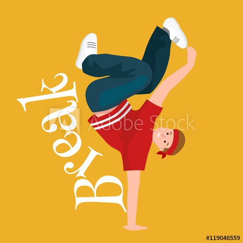 500x500 Teenager Boy Dancing Hip Hop Style Isolated Vector Illustration
