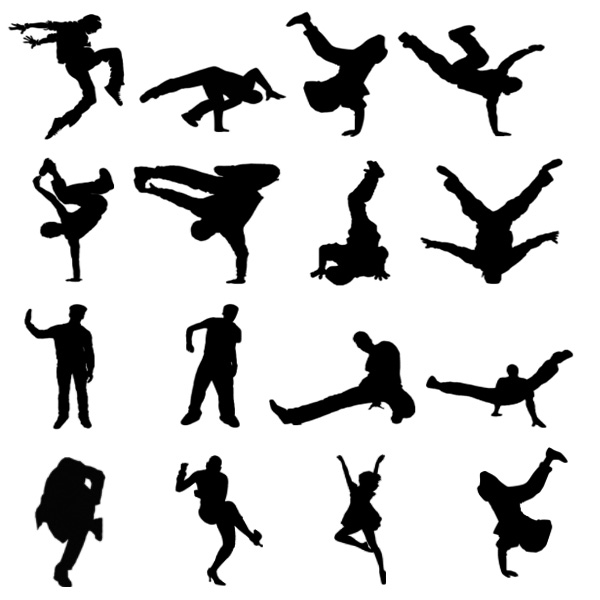 600x600 Break Dance Silhouette Vector Free