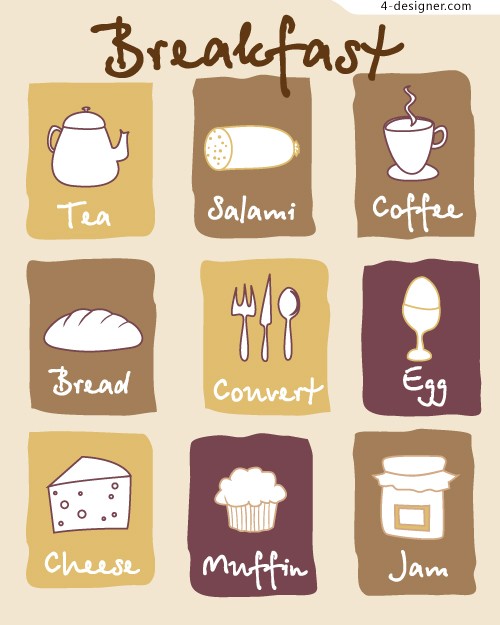 500x625 Designer Lovely Breakfast Icon Vector Material