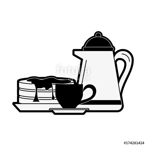 500x500 Coffee With Pancakes Breakfast Icon Vector Illustration Graphic