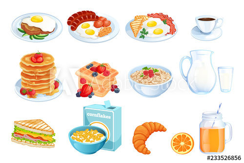 Cooking Breakfast, Vector Illustration Set Of Isolated Morning 500x334 Cooking Breakfast, Vector Illustration Set Of Isolated Morning