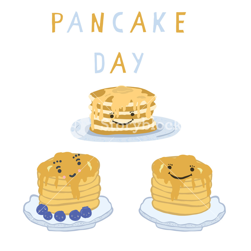 Cute Pancake Day Breakfast Vector Illustration Hand Drawn Motif 1000x1000 Cute Pancake Day Breakfast Vector Illustration Hand Drawn Motif