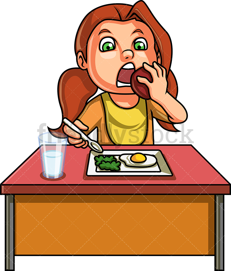 Little Girl Eating Healthy Breakfast Cartoon Clipart Vector 802x940 Little Girl Eating Healthy Breakfast Cartoon Clipart Vector