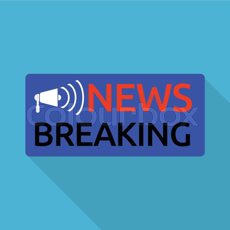 800x800 Blue Banner Breaking News Logo Flat Stock Vector Colourbox