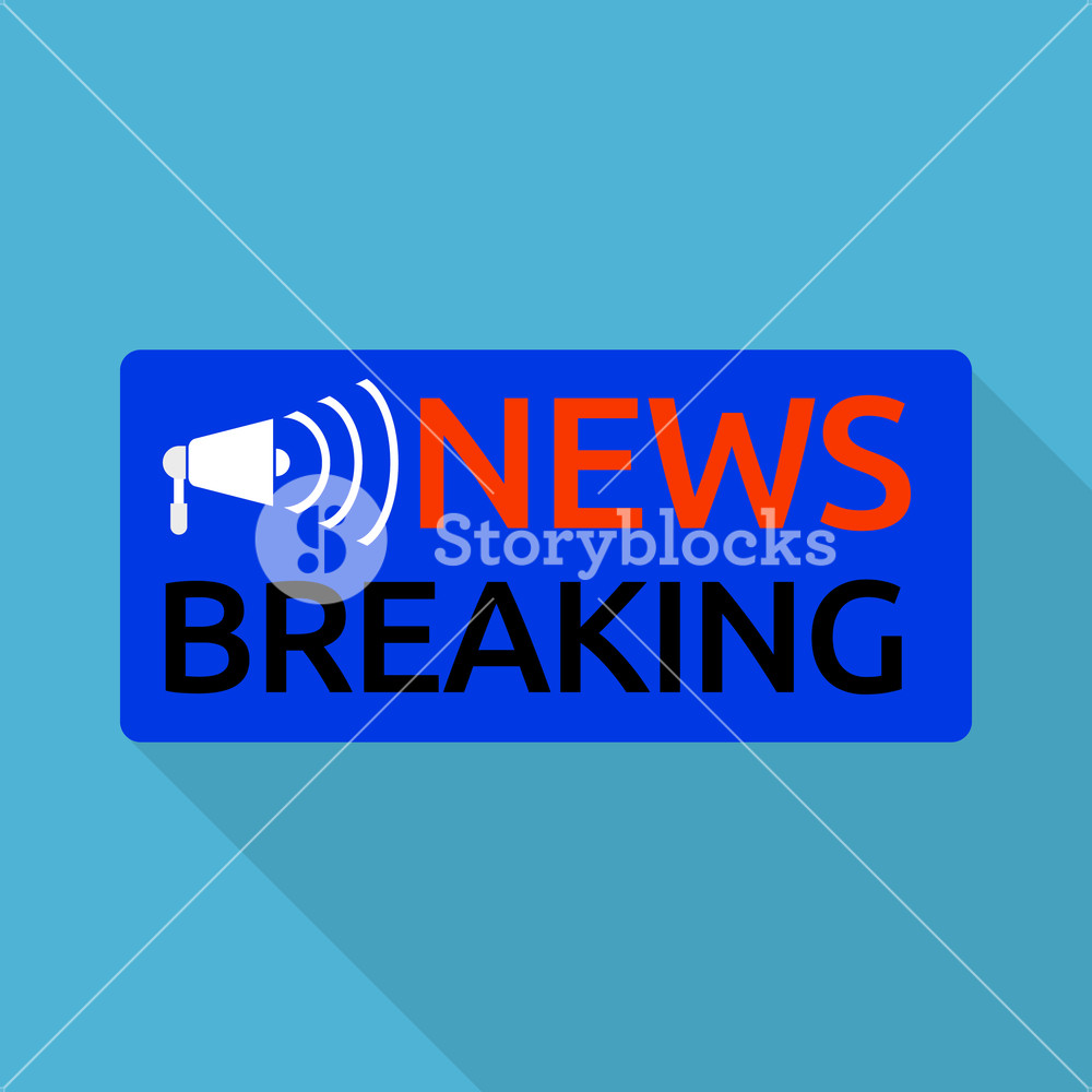 1000x1000 Blue Banner Breaking News Logo Flat Illustration Of Blue Banner