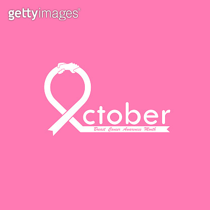 416x416 October Typographical Hand Pink Ribbon Icon Breast Cancer