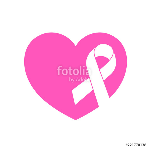 500x500 Ribbon Symbol With Pink Heart Breast Cancer Awareness Month