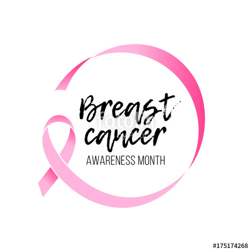 500x500 Breast Cancer Awareness Month Round Emblem With Hand Drawn