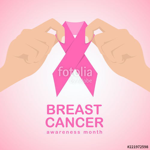 500x500 Breast Cancer Awareness Month With Two Hand Hold Pink Ribbon