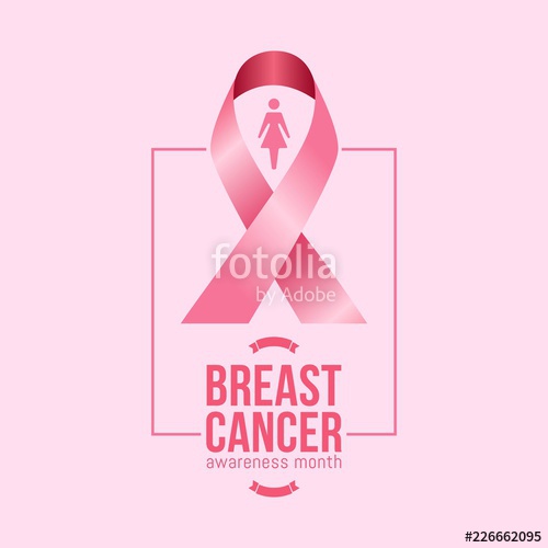 500x500 Banner For Breast Cancer Awareness Month In October With Realistic
