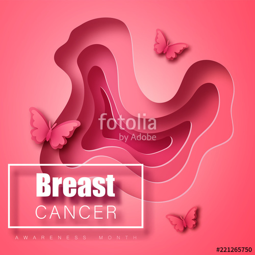 500x500 Breast Cancer Awareness Vector Banner Vector Paper Cut Background
