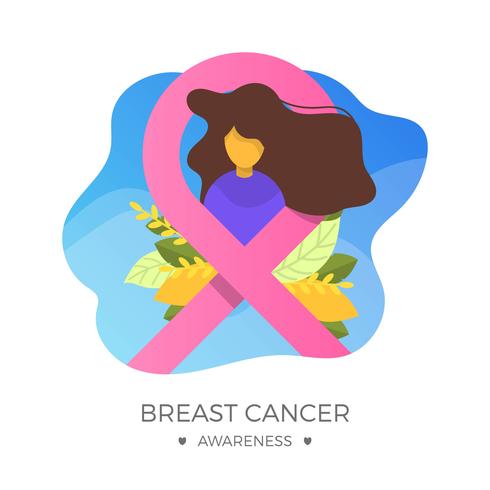 490x490 Flat Breast Cancer Awareness Ribbon With Background Vector