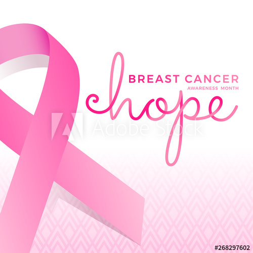 500x500 Breast Cancer Awareness Month Hope Typography Text And Ping Ribbon