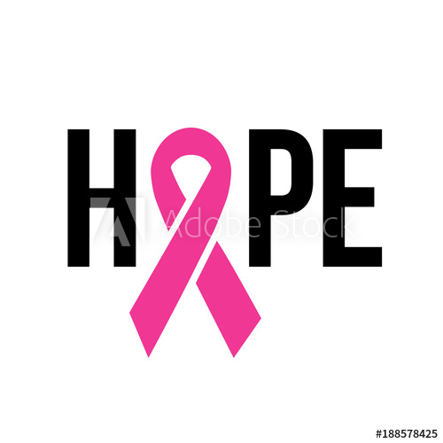 500x500 Hope Breast Cancer Awareness Ribbon Vector Stock