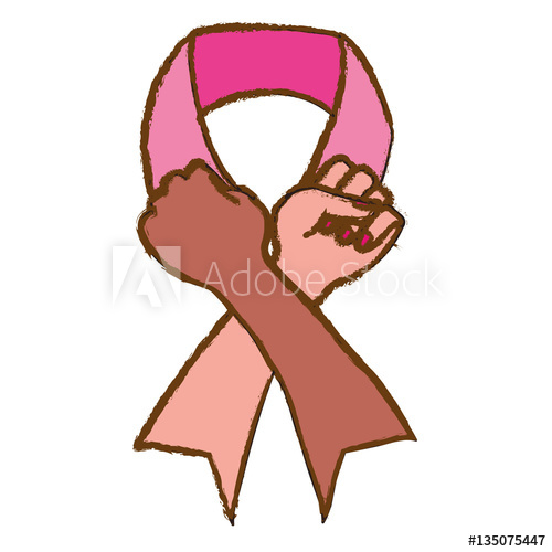 500x500 Color Hand Making The Symbol Breast Cancer, Vector Illustration