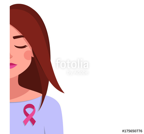 500x466 Poster Girl With Pink Ribbon, Card With Place For Text Vector