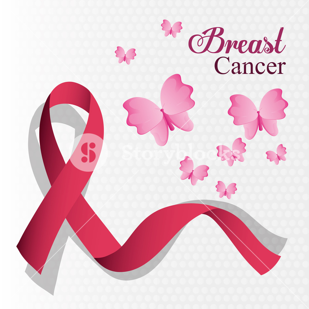 1000x1000 Breast Cancer Ribbon And Butterfly Card Vector Illustration