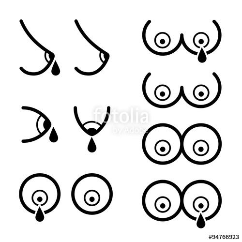 500x500 Vector Breast Lactation Breastfeeding Symbols Stock Image