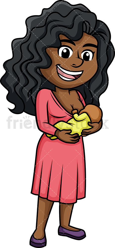 Black Woman Breastfeeding Cartoon Vector Clipart 465x1000 Black Woman Breastfeeding Cartoon Vector Clipart