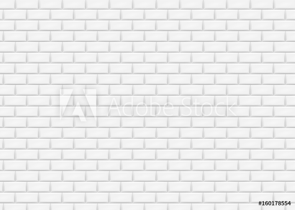 1000x714 Fotografie, Obraz White Brick Wall In Subway Tile Pattern Vector