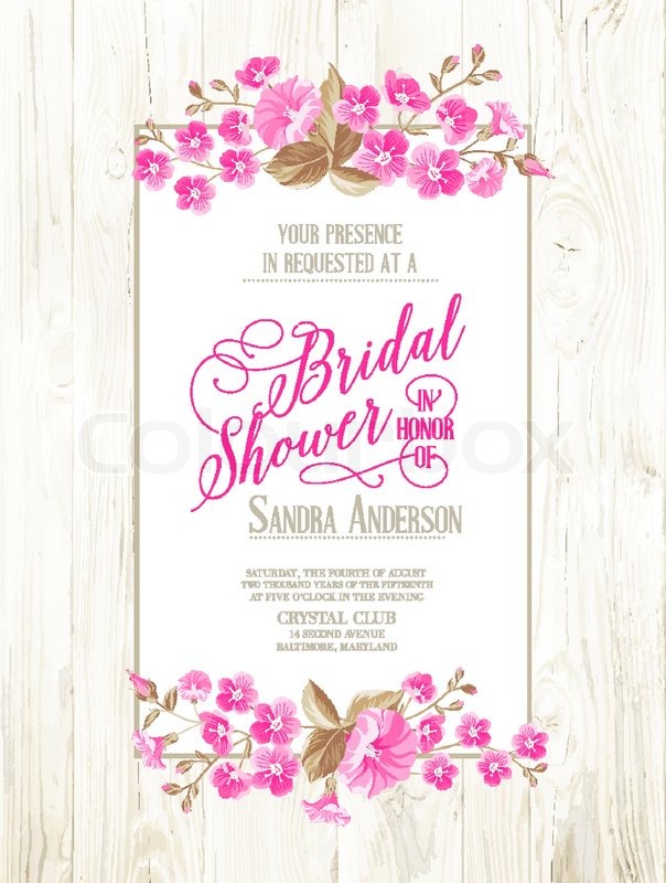 Bridal Shower Invitation With Ivory Stock Vector Colourbox 604x800 Bridal Shower Invitation With Ivory Stock Vector Colourbox