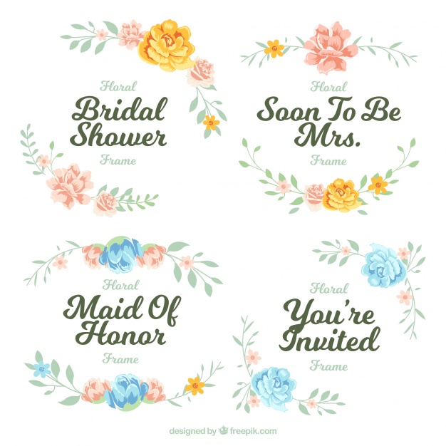 Pack Of Four Floral Frames For Bridal Shower Vector Free Download 626x626 Pack Of Four Floral Frames For Bridal Shower Vector Free Download