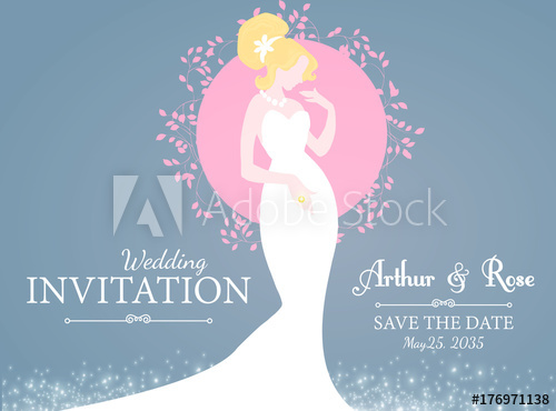 Wedding Invitation Blonde Bride In Wedding Dress Bridal Shower 500x370 Wedding Invitation Blonde Bride In Wedding Dress Bridal Shower