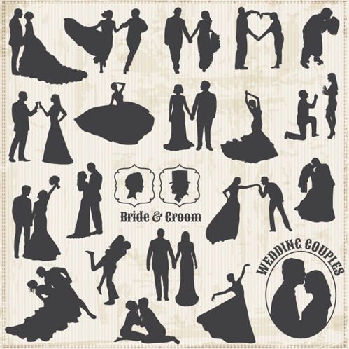 Bride With Groom Silhouettes Vector Material Free Vectors Ui 499x498 Bride With Groom Silhouettes Vector Material Free Vectors Ui